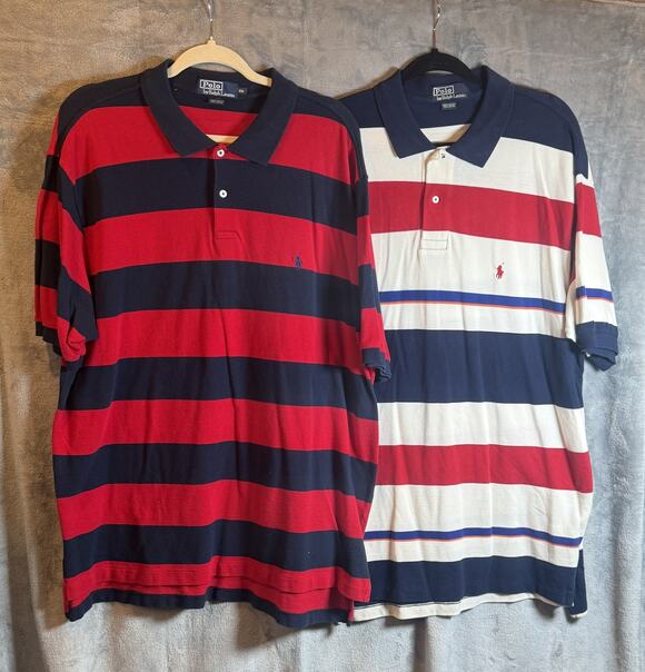 Polo by Ralph Lauren Other - Lot 2 Vintage Polo Ralph Lauren Striped Polo Shirts Mens XXL Pony Logo